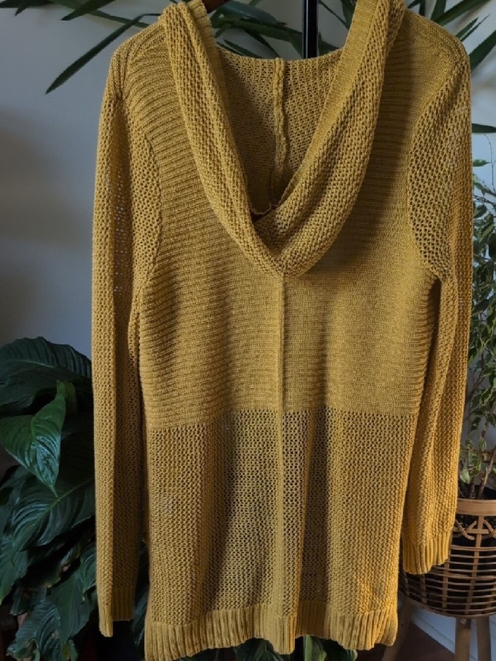 Marled Mustard Hooded Open-Front Cardigan - Picture 5 of 5